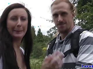 Well-dressed english mature drinking cum